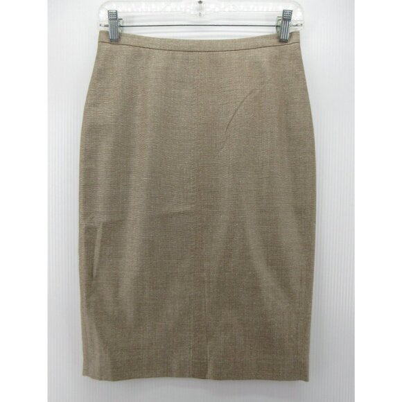 Max Mara Skirt 4 Virgin Wool Silk Straight Pencil Tweed Slit Italy - Picture 1 of 6